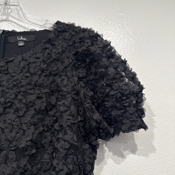 Lulus Always For You Black Puff Sleeve Mini Dress Small Textured Fairy Romantic - Picture 2 of 7